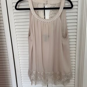 White House Black Market Cream Lace Blouse